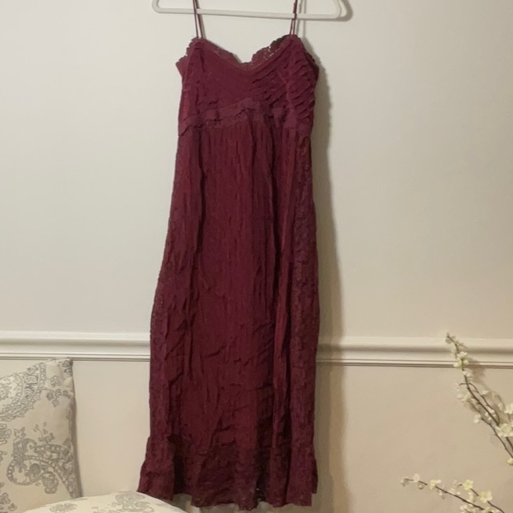 FARM Rio Red Maxi Slip Dress Spaghetti Strap Sweetheart - Picture 1 of 1